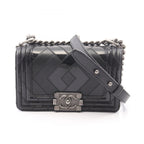 Chanel Shoulder Bag Boy Small Black Caviar Leather Chain Shawl