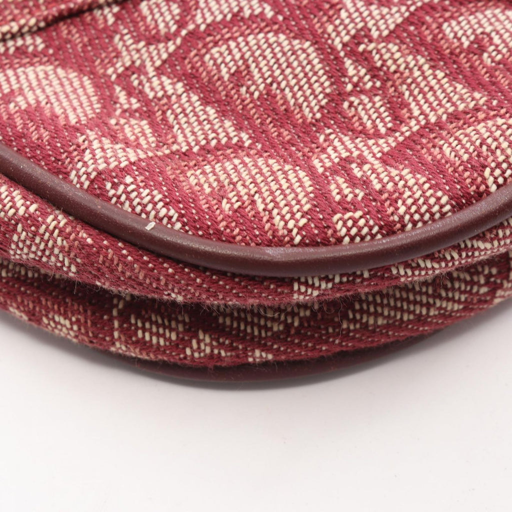 Dior Handbag Saddle Bag Ivory Bordeaux Canvas Leather Trotter Pouch — view 8