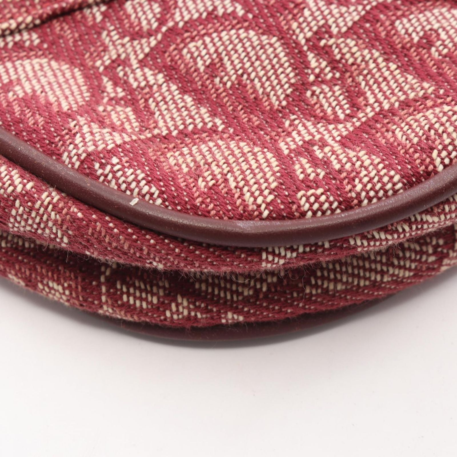 Dior Handbag Saddle Bag Ivory Bordeaux Canvas Leather Trotter Pouch — view 8