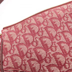 Dior Handbag Saddle Bag Ivory Bordeaux Canvas Leather Trotter Pouch — view 7