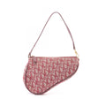 Dior Handbag Saddle Bag Ivory Bordeaux Canvas Leather Trotter Pouch