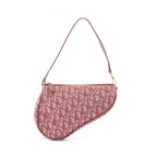 Dior Handbag Saddle Bag Ivory Bordeaux Canvas Leather Trotter Pouch
