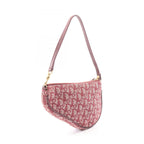 Dior Handbag Saddle Bag Ivory Bordeaux Canvas Leather Trotter Pouch — view 2