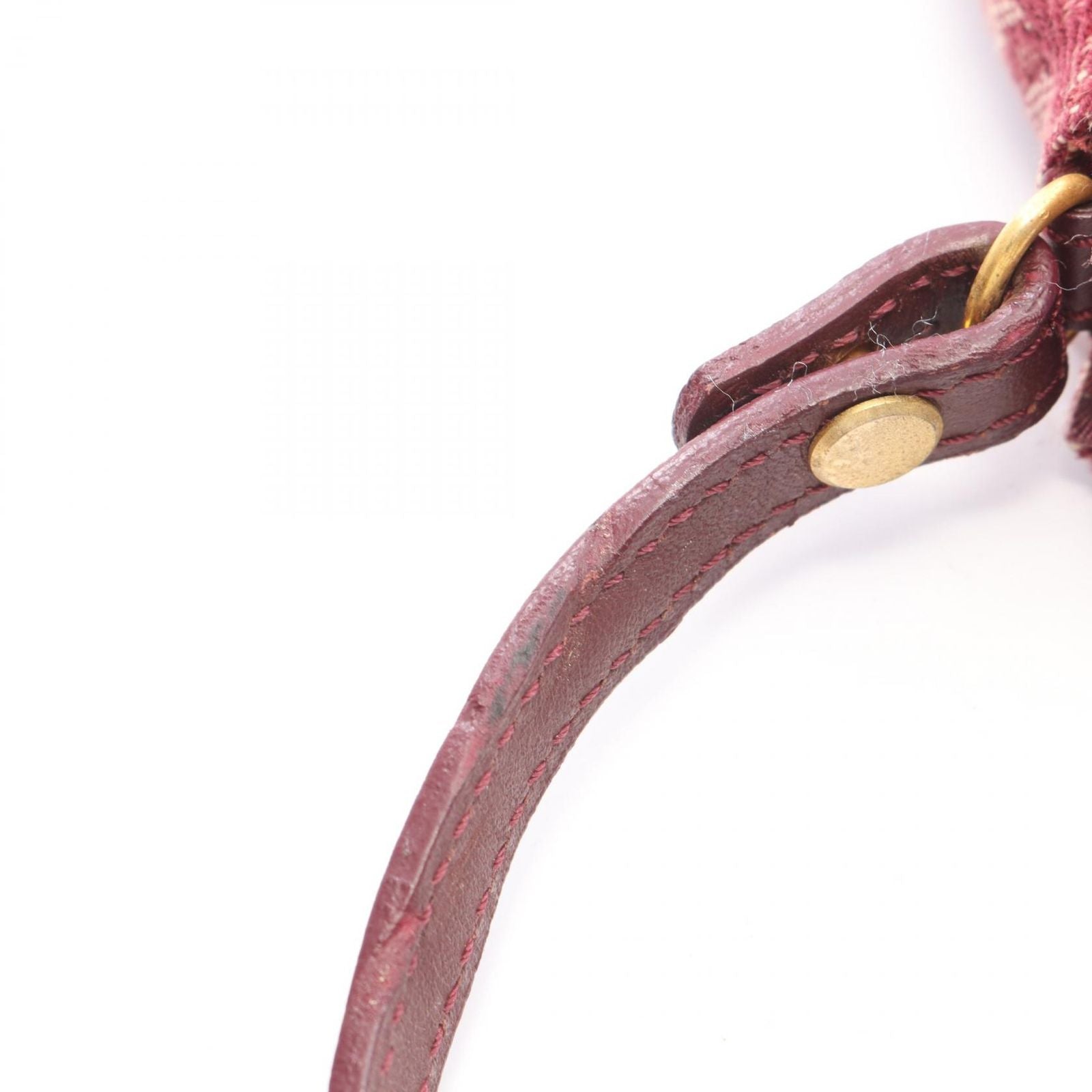 Dior Handbag Saddle Bag Ivory Bordeaux Canvas Leather Trotter Pouch — view 6