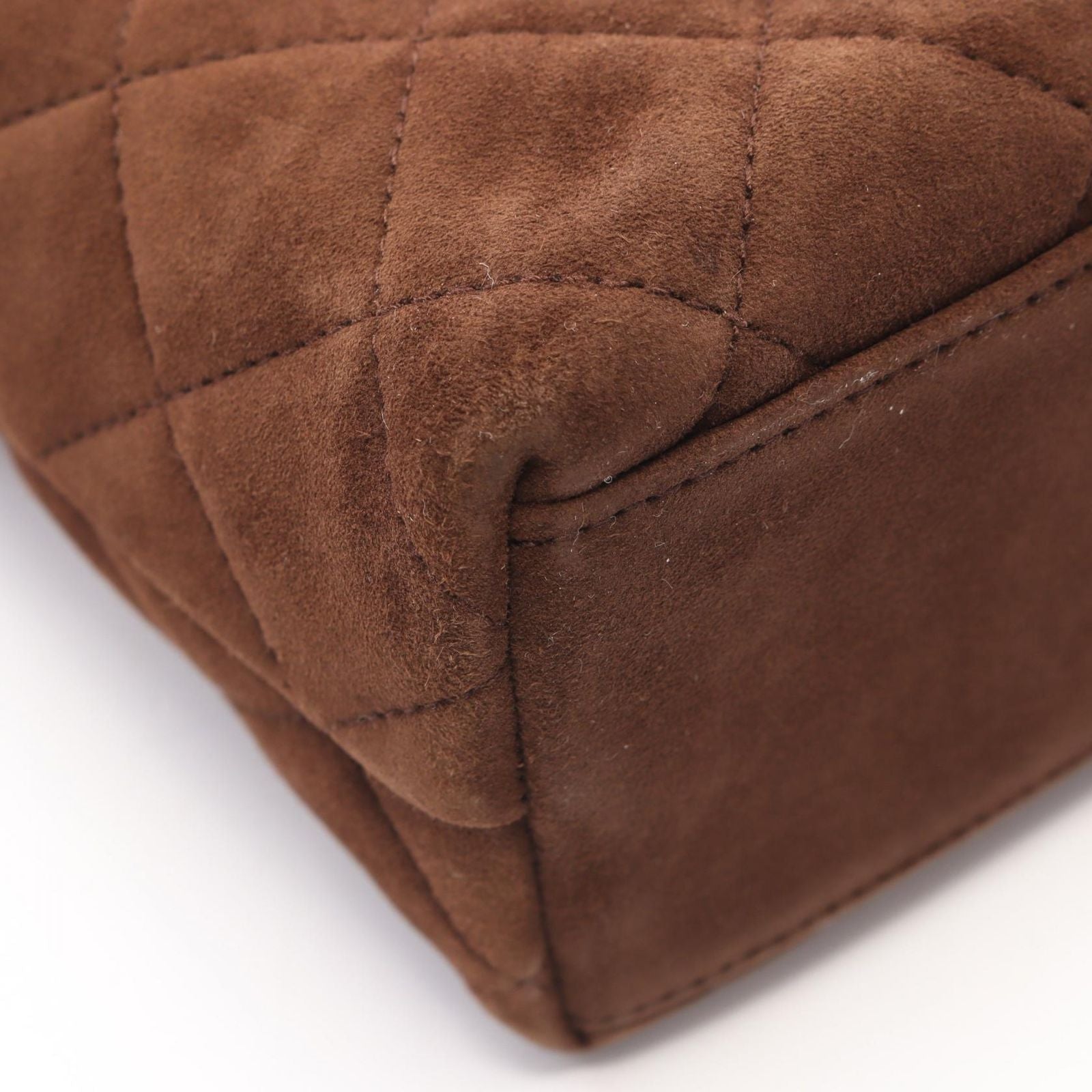 Chanel Shoulder Bag Quilted Dark Brown Suede — view 6