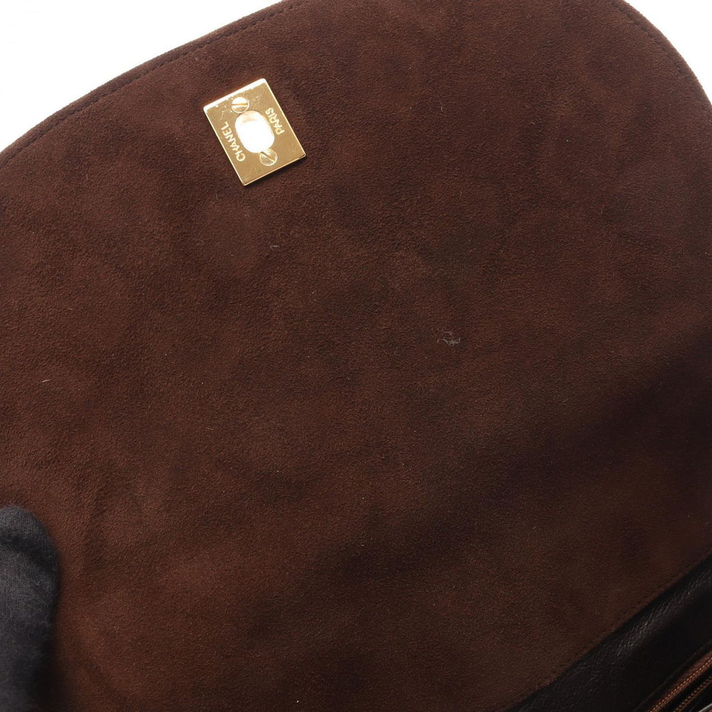 Chanel Shoulder Bag Quilted Dark Brown Suede — view 7