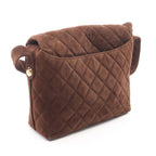 Chanel Shoulder Bag Quilted Dark Brown Suede — view 2