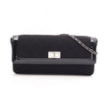 Chanel Shoulder Bag 2.55 Quilted East West Black Canvas Leather Chain