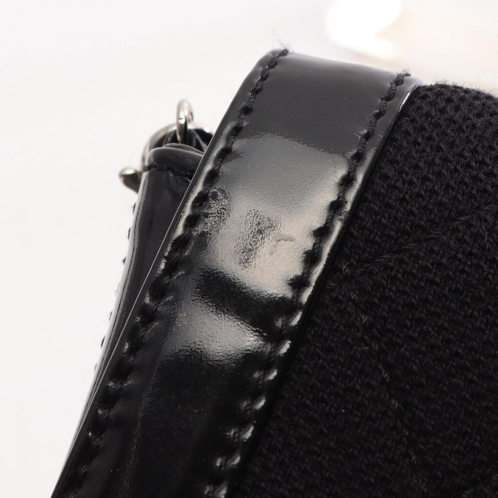Chanel Shoulder Bag 2.55 Quilted East West Black Canvas Leather Chain — view 8