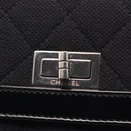 Chanel Shoulder Bag 2.55 Quilted East West Black Canvas Leather Chain — view 6