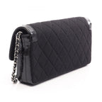Chanel Shoulder Bag 2.55 Quilted East West Black Canvas Leather Chain — view 2