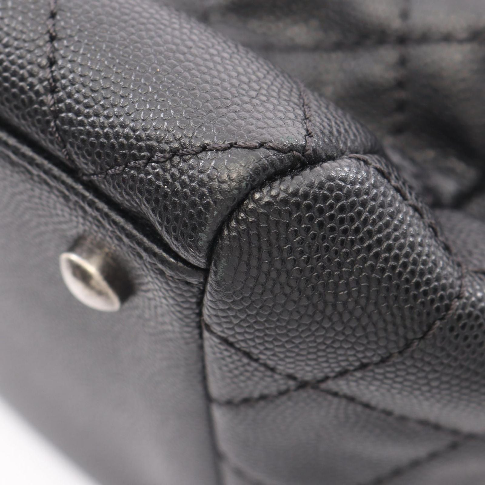 Chanel Tote Bag Quilted 2-Way Black Caviar Leather Chain — view 7