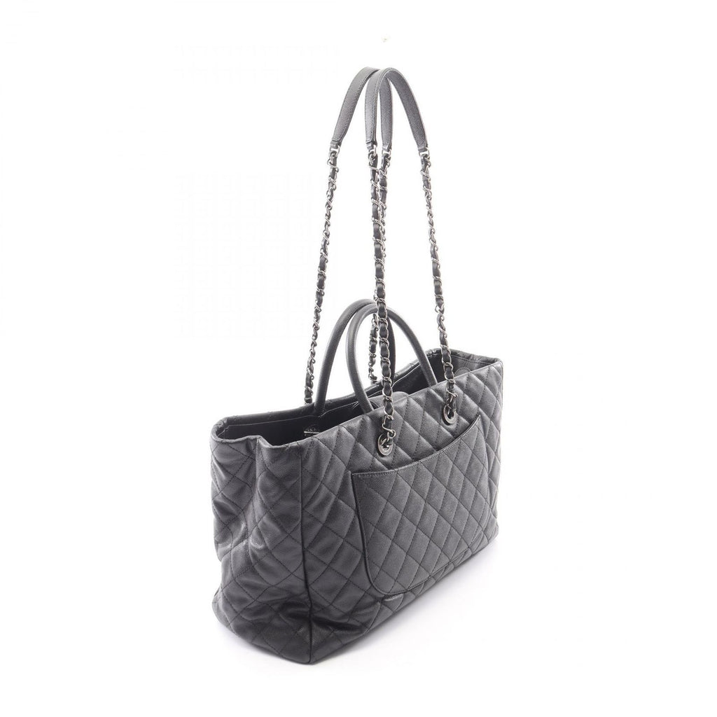 Chanel Tote Bag Quilted 2-Way Black Caviar Leather Chain — view 2
