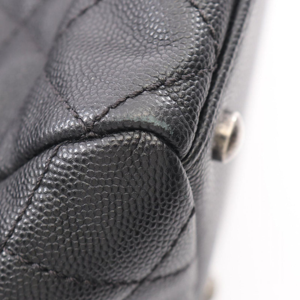 Chanel Tote Bag Quilted 2-Way Black Caviar Leather Chain — view 6