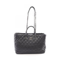 Chanel Tote Bag Quilted 2-Way Black Caviar Leather Chain