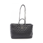 Chanel Tote Bag Quilted 2-Way Black Caviar Leather Chain