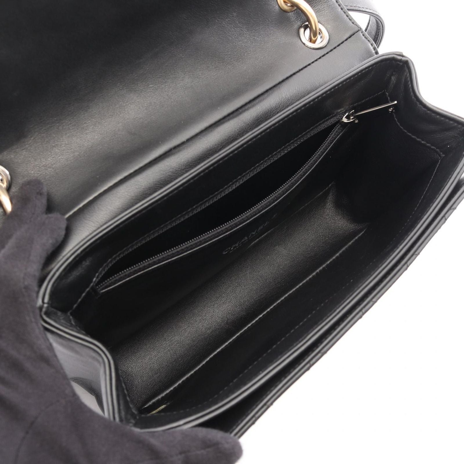 Chanel Shoulder Bag Quilted 2-Way Black Leather Chain — view 3