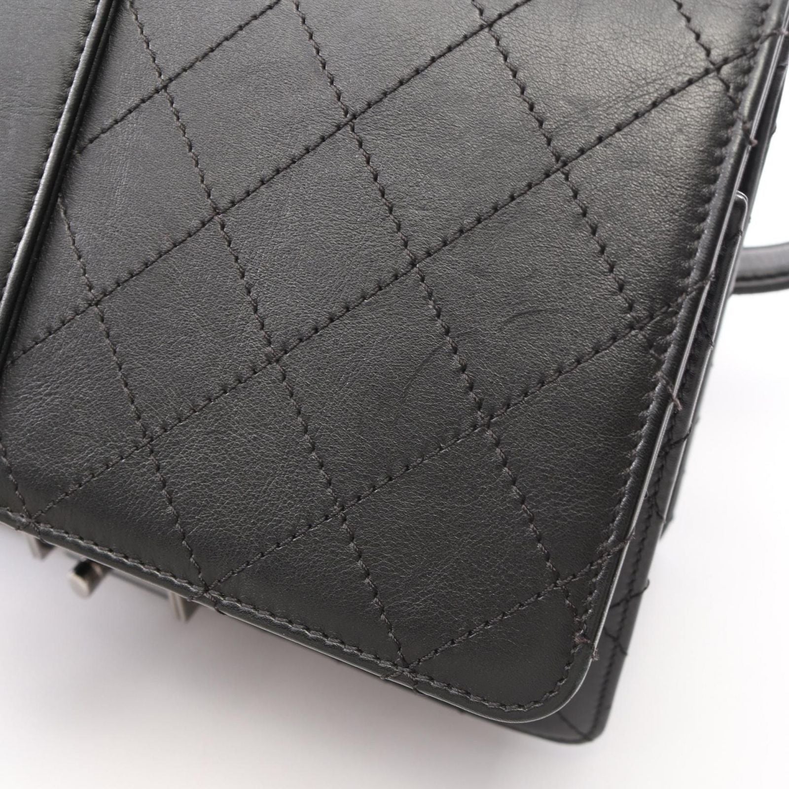 Chanel Shoulder Bag Quilted 2-Way Black Leather Chain — view 8