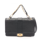 Chanel Shoulder Bag Quilted 2-Way Black Leather Chain