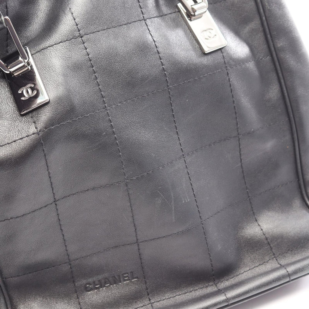 Chanel Tote Bag Choco Bar Black Lambskin — view 8