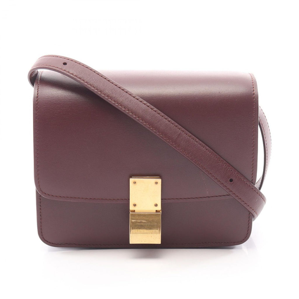 Celine Shoulder Bag Classic Box Small Bordeaux Leather