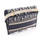 Dior Shoulder Bag Saddle Oblique Slim Pouch Ivory Navy Canvas — view 2