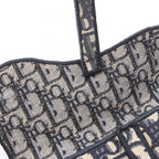 Dior Shoulder Bag Saddle Oblique Slim Pouch Ivory Navy Canvas — view 5