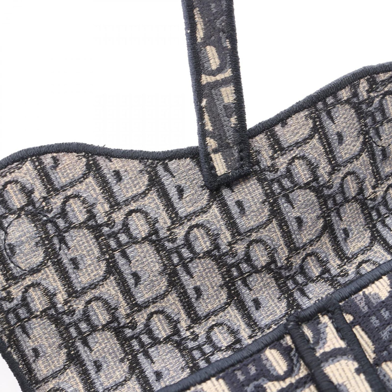 Dior Shoulder Bag Saddle Oblique Slim Pouch Ivory Navy Canvas — view 5