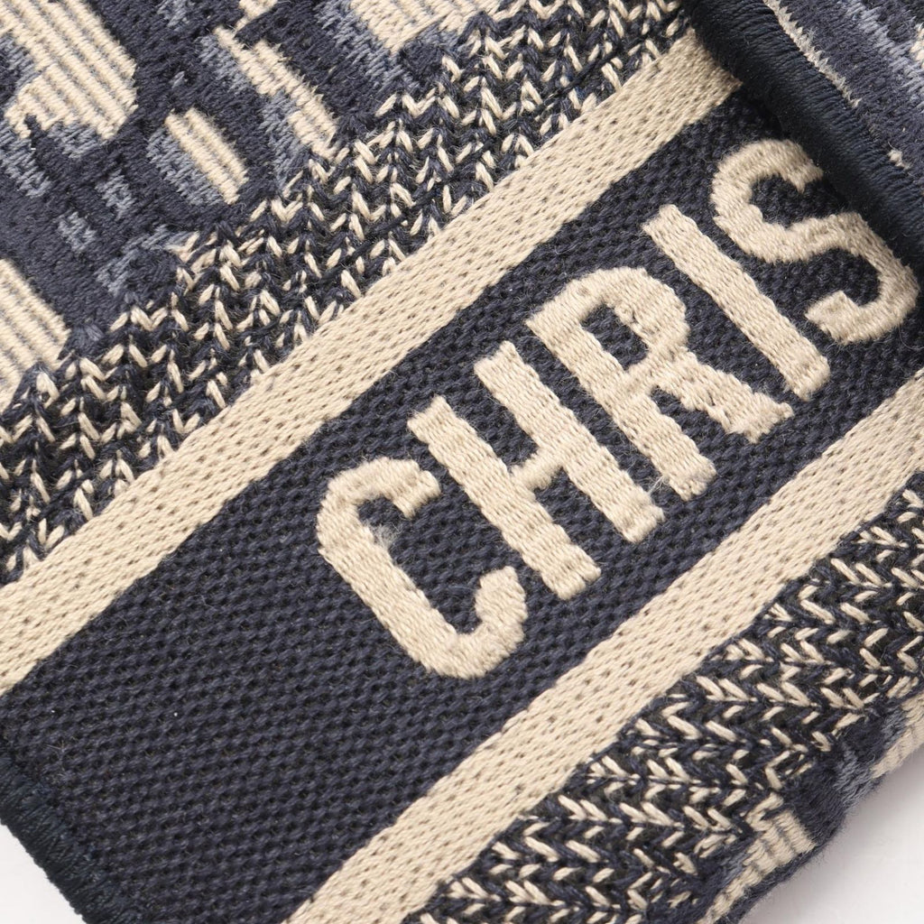 Dior Shoulder Bag Saddle Oblique Slim Pouch Ivory Navy Canvas — view 8