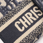 Dior Shoulder Bag Saddle Oblique Slim Pouch Ivory Navy Canvas — view 8