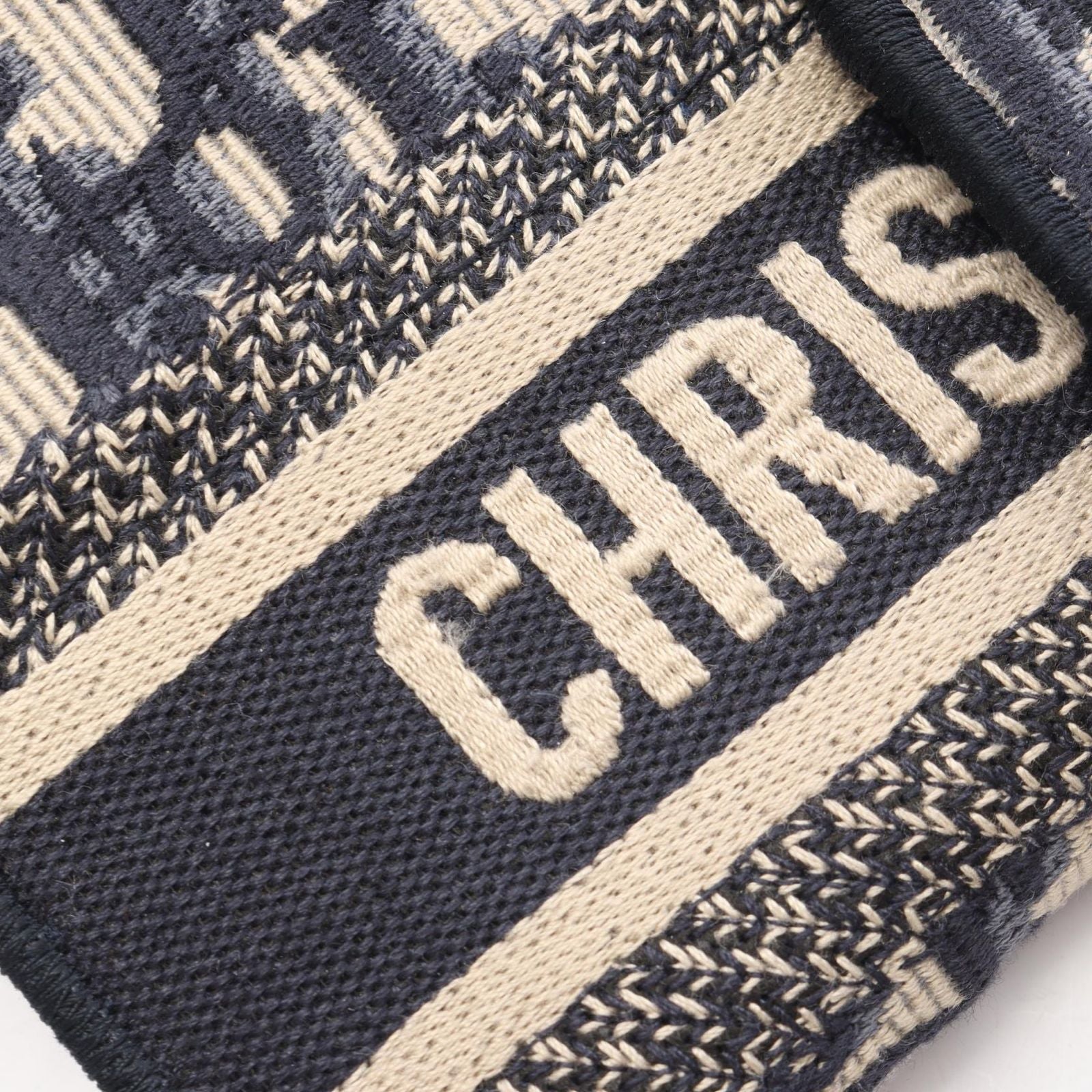 Dior Shoulder Bag Saddle Oblique Slim Pouch Ivory Navy Canvas — view 8