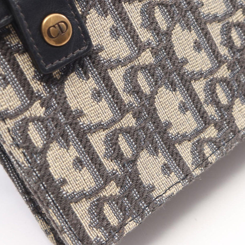 Dior Waist Bag Saddle Oblique Jacquard Ivory Navy Canvas Leather Pouch — view 7