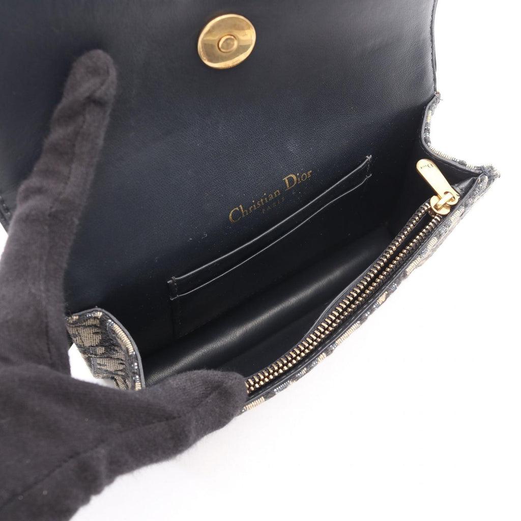 Dior Waist Bag Saddle Oblique Jacquard Ivory Navy Canvas Leather Pouch — view 3