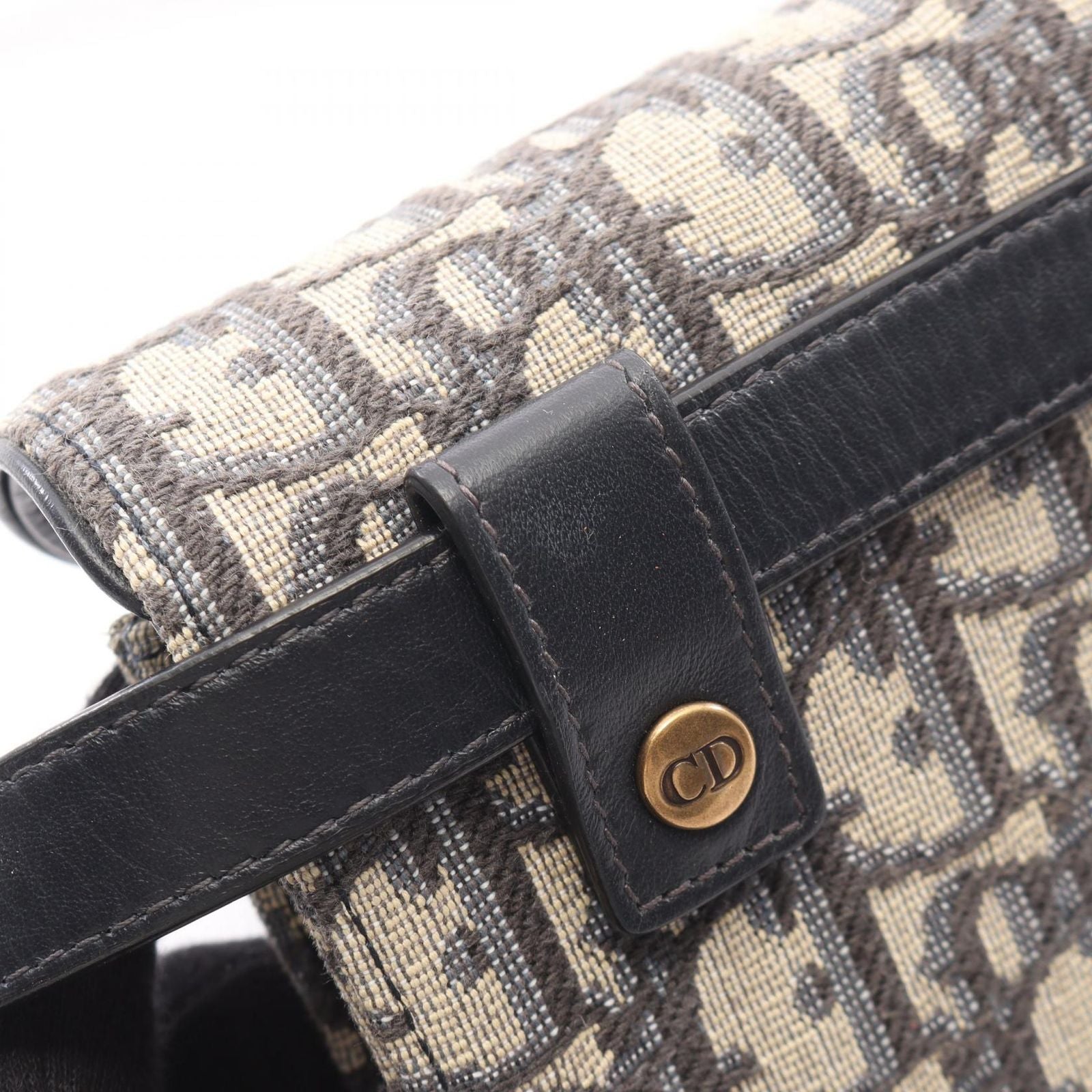 Dior Waist Bag Saddle Oblique Jacquard Ivory Navy Canvas Leather Pouch — view 8