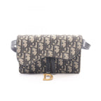 Dior Waist Bag Saddle Oblique Jacquard Ivory Navy Canvas Leather Pouch