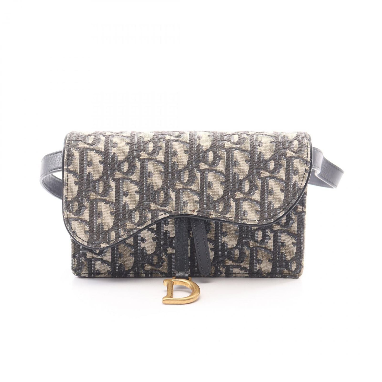 Dior Waist Bag Saddle Oblique Jacquard Ivory Navy Canvas Leather Pouch