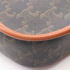 Celine Shoulder Bag Folco Triomphe Black Brown Canvas Leather — view 7