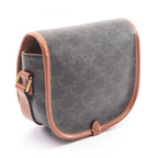 Celine Shoulder Bag Folco Triomphe Black Brown Canvas Leather — view 2
