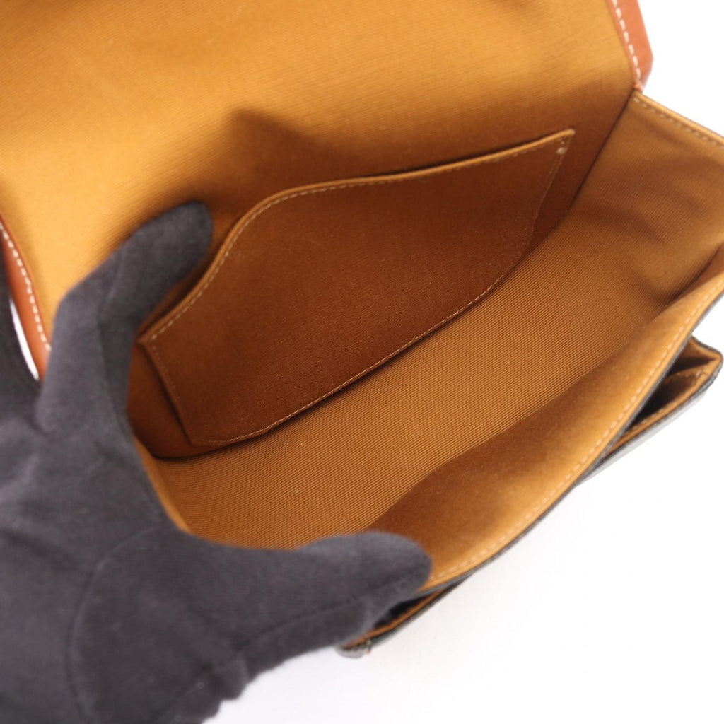 Celine Shoulder Bag Folco Triomphe Black Brown Canvas Leather — view 3