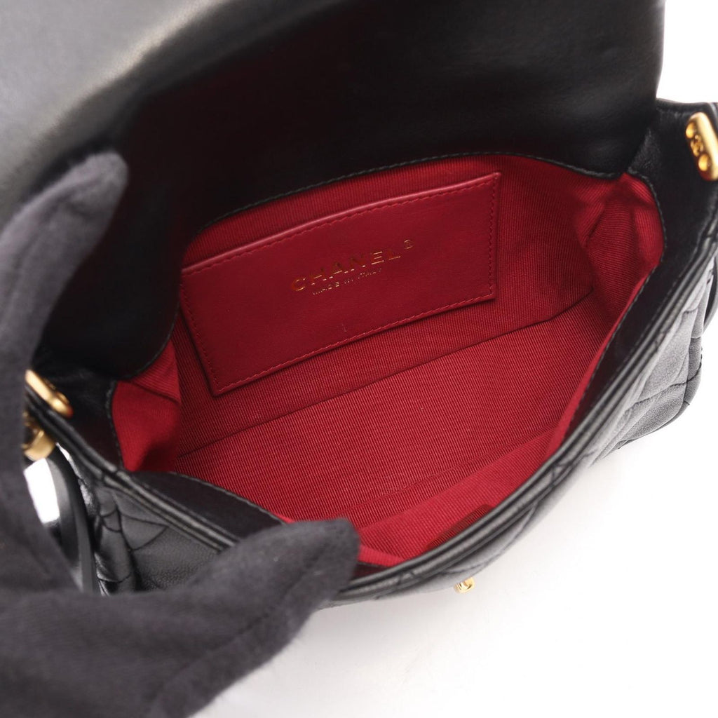 Chanel Shoulder Bag Quilted Black Lambskin Small Flap Chain — view 3