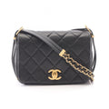 Chanel Shoulder Bag Quilted Black Lambskin Small Flap Chain