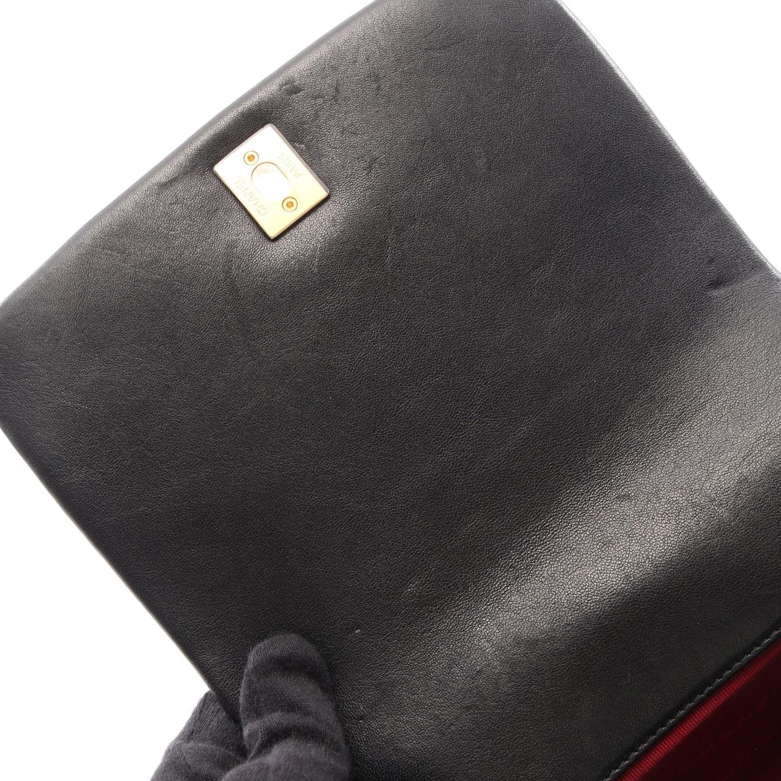 Chanel Shoulder Bag Quilted Black Lambskin Small Flap Chain — view 6