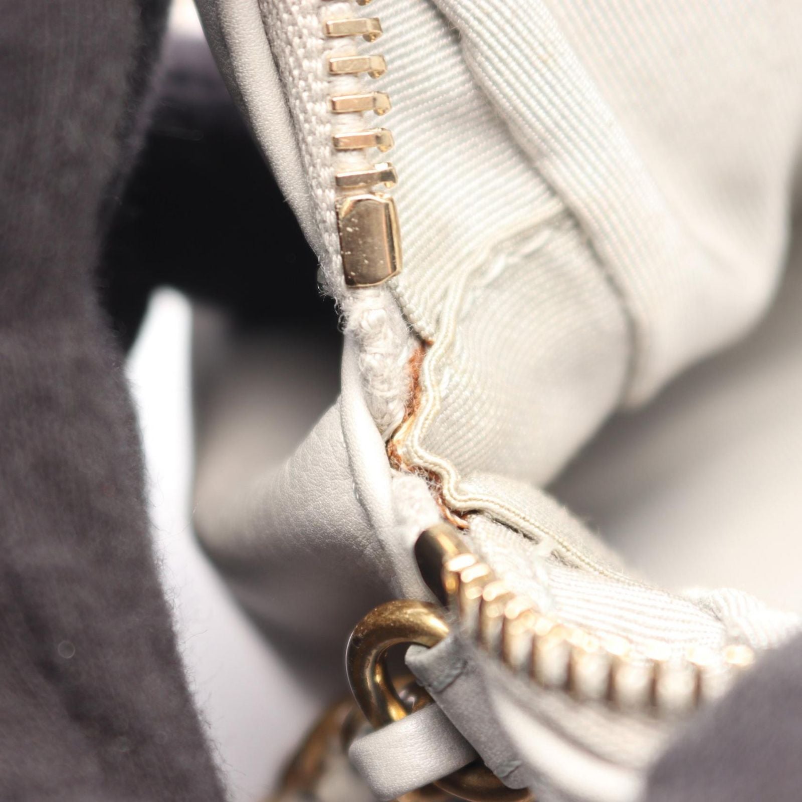 Chanel Shoulder Bag Quilted Gray Leather — view 6