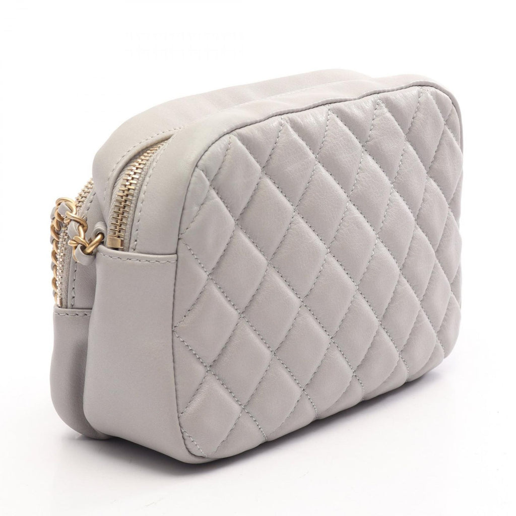Chanel Shoulder Bag Quilted Gray Leather — view 2