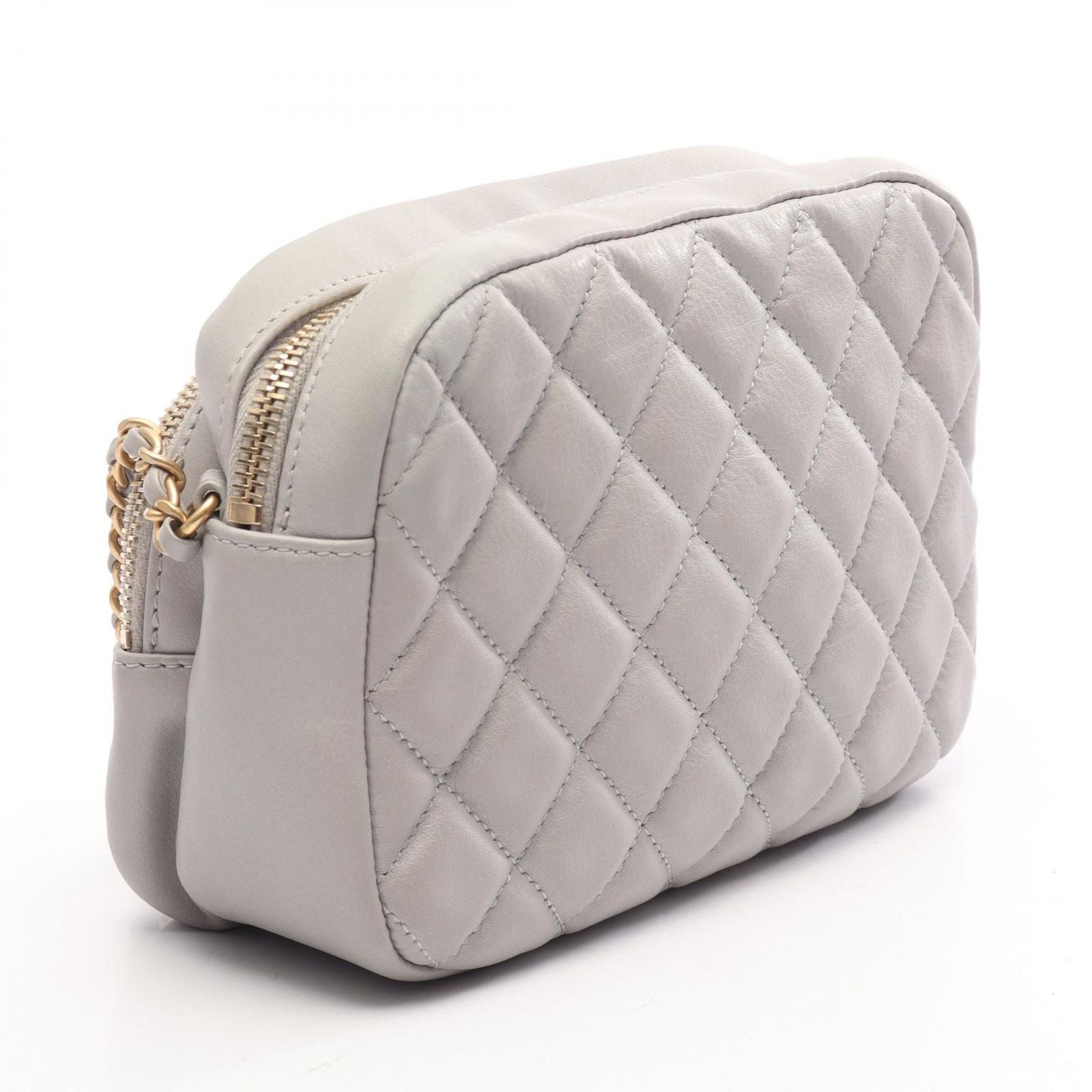 Chanel Shoulder Bag Quilted Gray Leather — view 2