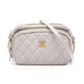 Chanel Shoulder Bag Quilted Gray Leather
