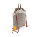 Gucci Backpack GG Supreme Drawstring Beige Brown Yellow Canvas Leather — view 2