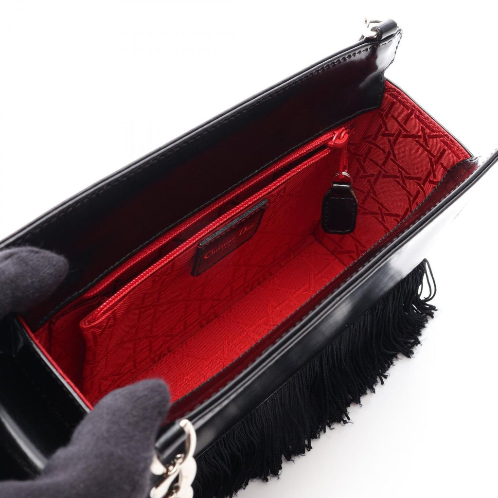 Dior Shoulder Bag Fringe Black Chain — view 3