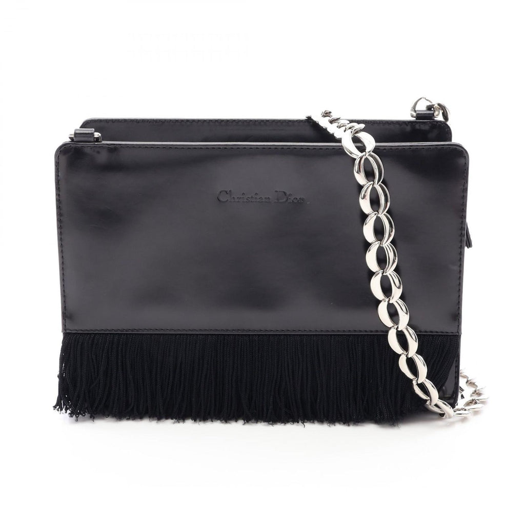 Dior Shoulder Bag Fringe Black Chain