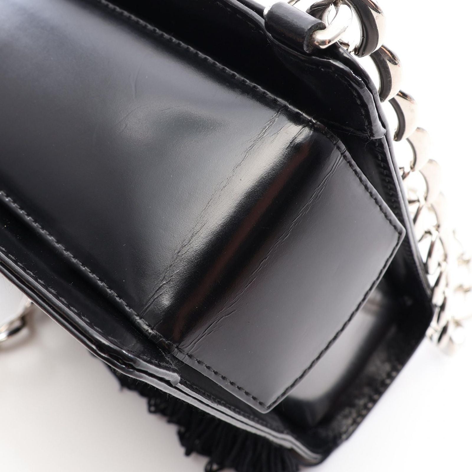 Dior Shoulder Bag Fringe Black Chain — view 8